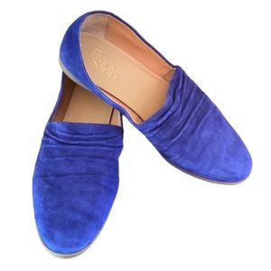 Franco Sarto Fidelity Royal Blue Suede Ruched Flat Shoes Size 7M